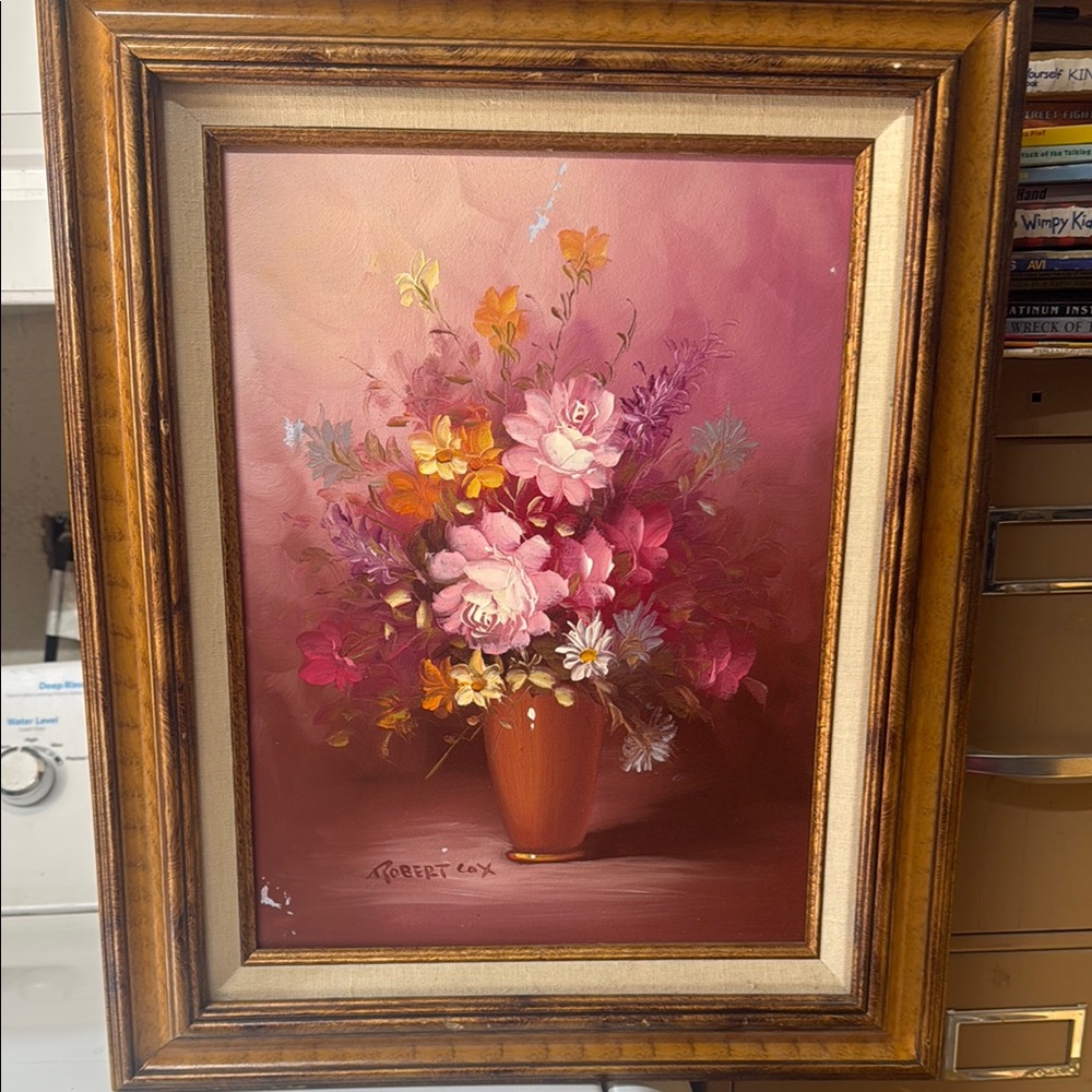 Floral Bouquet Painting in Wooden Frame